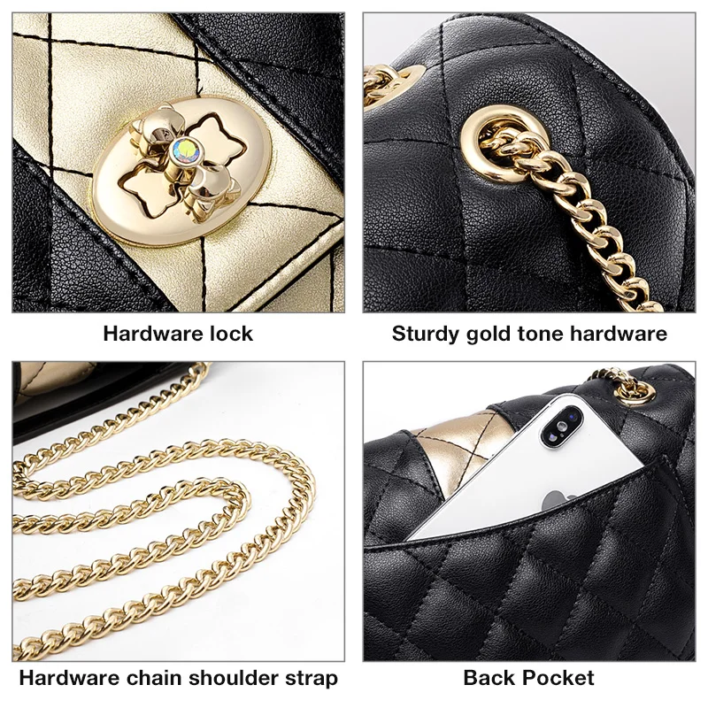  FOXER Women Chain Strap Messenger Bag Diamond Lattice Flap Lady High Quality Leather Ladies' Should