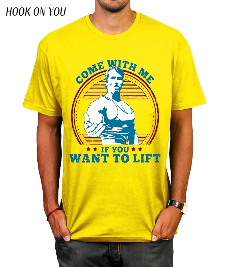 Поставляются со мной, если вы хотите поднять Арнольд Шварценеггер футболка повседневные мужские Hipster Фитнес футболки летние футболки, мужская футболка - Цвет: JP0061-5