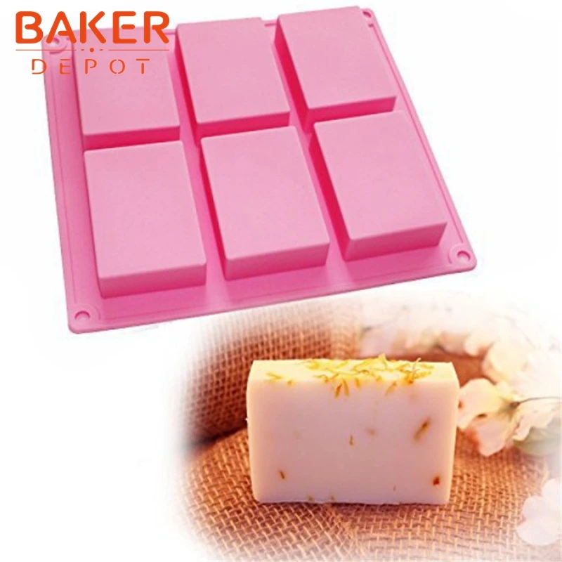 

6 rectangular 100ml silicone handmade soap moulds cake bakeware mold SSM-001-6