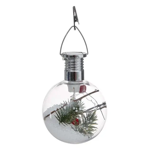 Solar Powered Christmas Tree Decorative Clear Ball Bulb Hanging Xmas