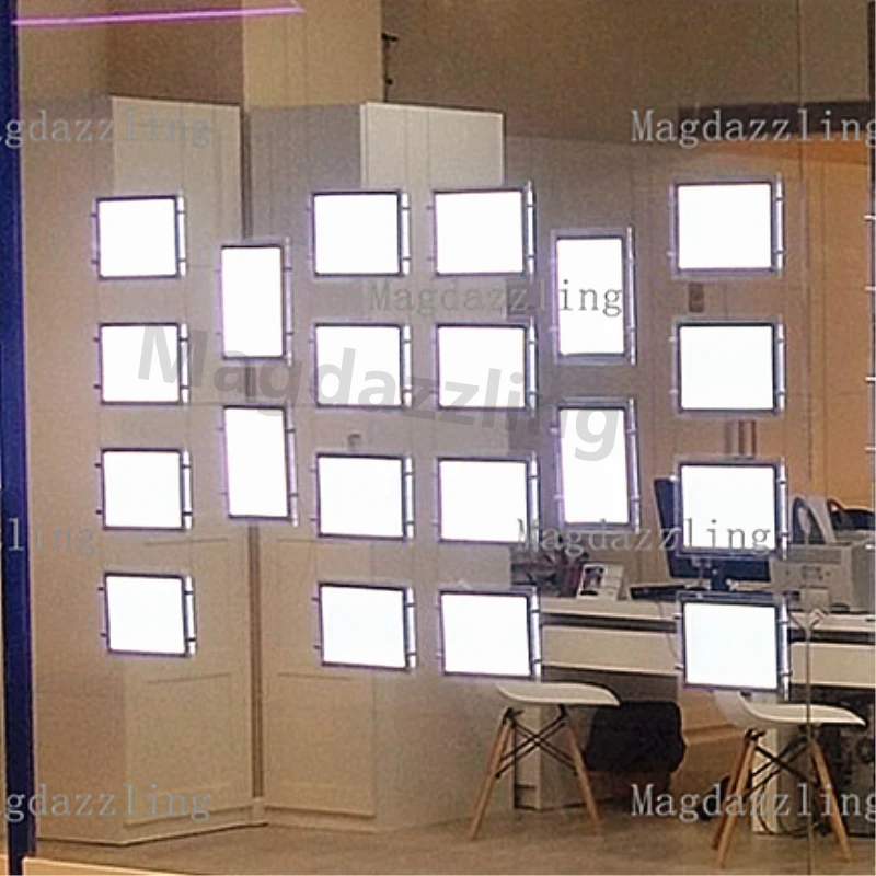 16PCS Landscape + 4PCS Vertical A3 Size Cable Wires Hanging Crystal Frame Single Sided Light Box for Real Estate Office Window | Лампы и