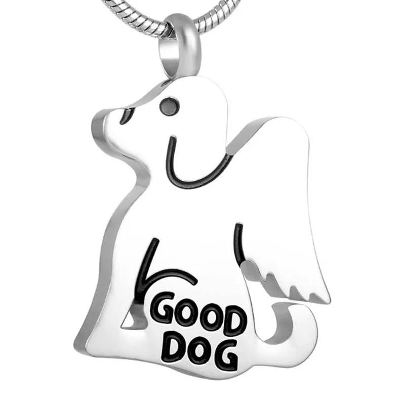 KLH8140 Loss of Pet Memorial Ash Necklace "Good Dog" Engraved Pendant