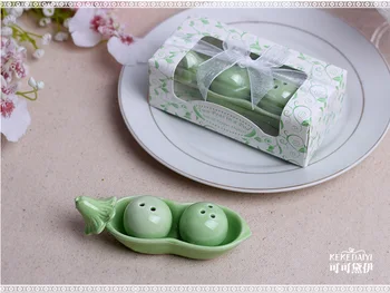 

free shipping Bean ceramic salt and pepper shakers wedding favors salt peper shakers wedding gifts Two peas in a pod