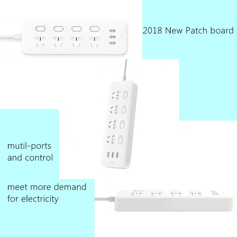 Оригинальный удлинитель для розетки Xiaomi Mijia с переключателем управления 3 порта
