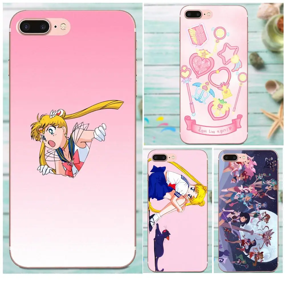 Soft TPU Protector Sailor Moon Cute Versions For Huawei Honor 4C 5A 5C 5X 6 6A 6X 7 7A 7C 7X 8 8C 8S 9 10 10i 20 20i Lite Pro | Мобильные