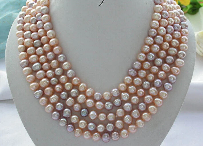 

fast z3480 Long 100" 10MM pink lavender round freshwater pearl necklace (A0511)