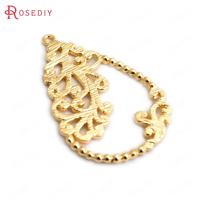 

(34881)6PCS 30x19MM 24K Gold Color Brass with Curled Pattern Drop Shape Charms High Quality Diy Accessories Jewelry Findings