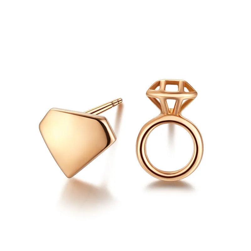 

Solid AU750 Rose Gold Stud Earrings Women Earrings