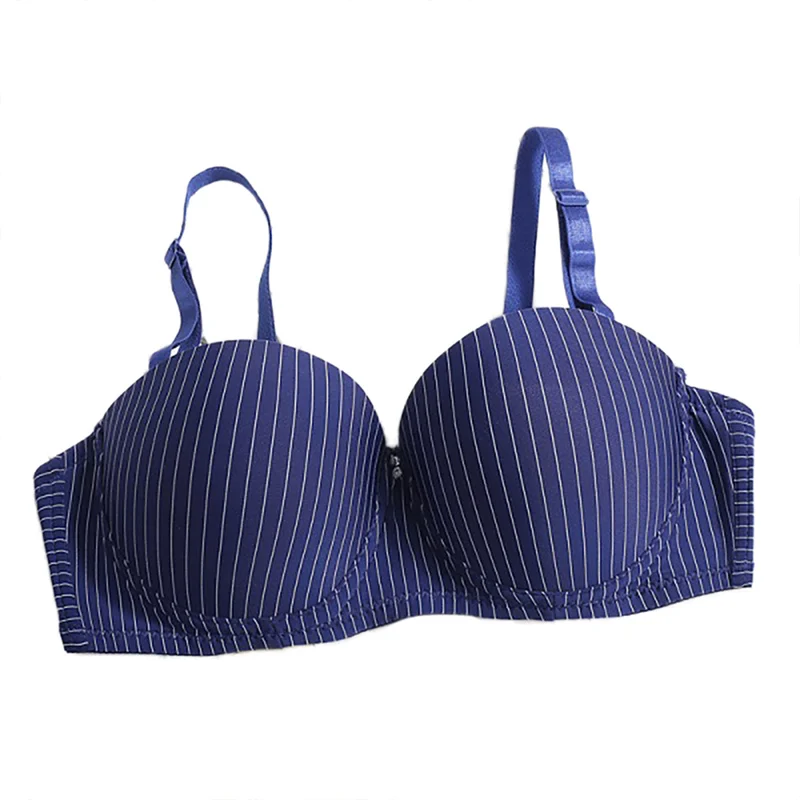 1pc Women Sexy Lingerie Plus Size Thin Cup Stripe Anti-light Breathable Women Underwear Adjustable Push Up Bra Newest - Color: DL