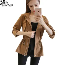 UHYTGFAutumn женские пальто Весна Большие размеры Harajuku с капюшоном тонкий Повседневное короткие куртки женские Befree Fashion дикий Пальто для девочек 350
