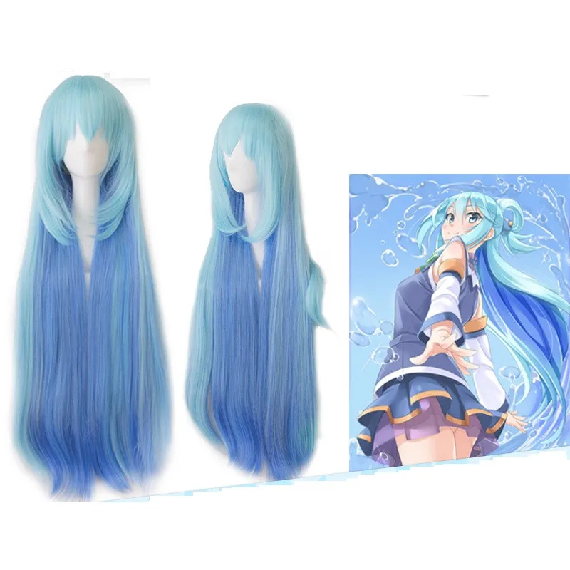 KonoSuba Божье благословение в этом прекрасном мире! Aqua Косплей парики синие длинные