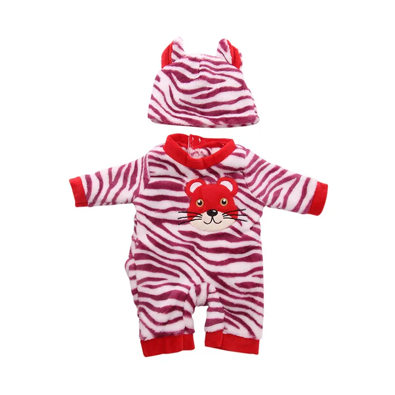 Leopard doll jumpsuit + hat fit 18-inch American  doll and 43cm born doll accessories, the best gift for children n1538