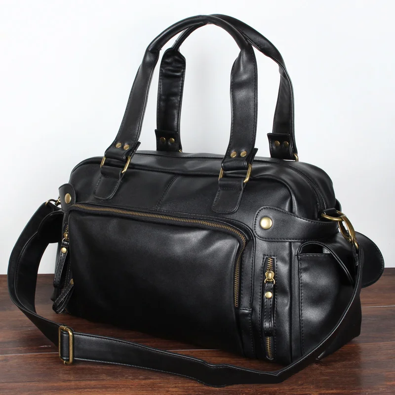 Travel Bags Male England Retro Handbag Shoulder Leather Big Messenger Brand Men's Travel Crossbody XA158ZC