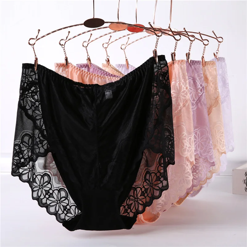 6XL Panties Women Plus Size Sexy Lace Transparent Super Large Briefs High Quality Underwear Female Seamless Panties 00 (7)