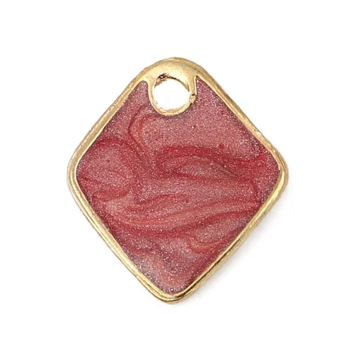 DoreenBeads модные подвески из сплава эмали ромб Золото цветной глиттер для самодельных ювелирных изделий Подвески 17 мм x 16 мм, 5 шт - Окраска металла: 4