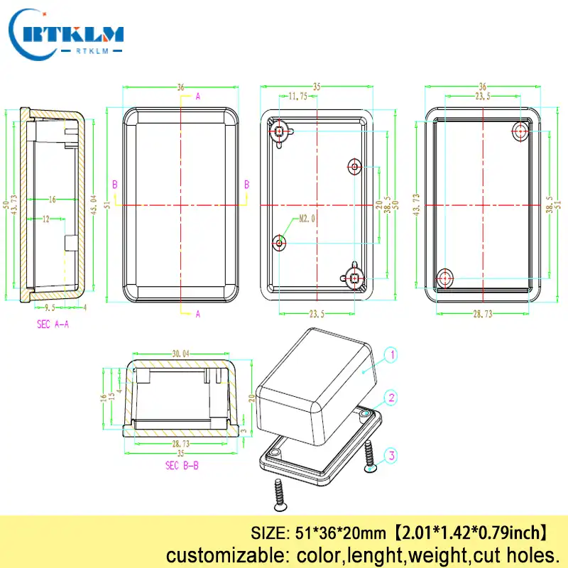 Abs Plastic Project Case Ip54 Box Enclosures For Device Project Junction Box Diy Instrument Case 51 36 20mm Wire Connection Box