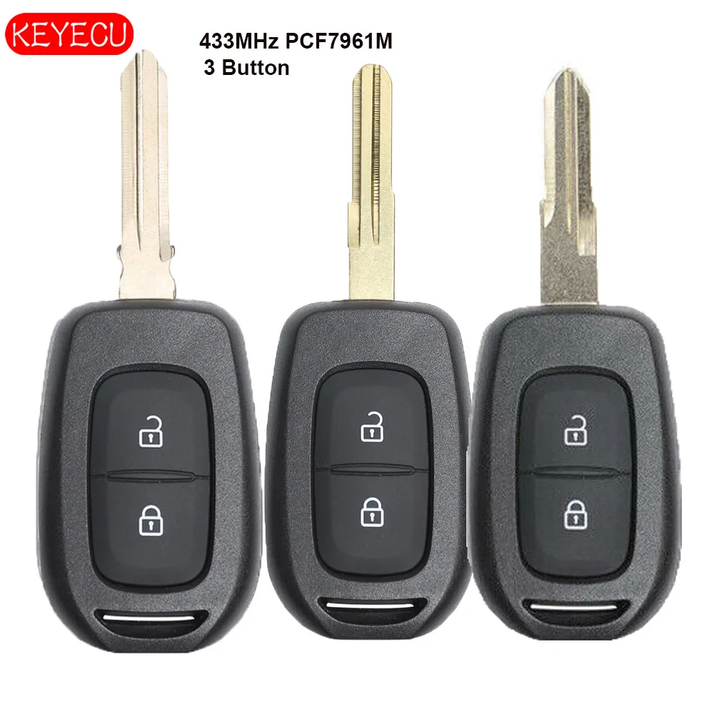 

Keyecu Remote Key Fob 2 Button 433MHz PCF7961M for Renault Duster Dokker Trafic Master Logan 2013-2017