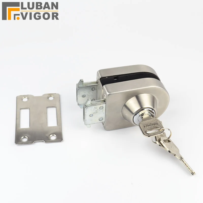 

Glass Door Lock, stainless steel,No need to Drilling on glass,lock inside and outside,single door,Frameless glass door