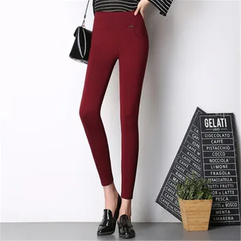 

2018 Autumn High Waist Stretch Tight Pencil Women Pants Solid Stovepipe Vadim Harajuku Pantalon Femme Befree Plus Size