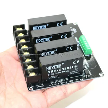 

8A 380V 4 Channel SSR Solid State Relay High or low level trigger FOR uno r3 Raspberry PI input power: DC 5V-12V