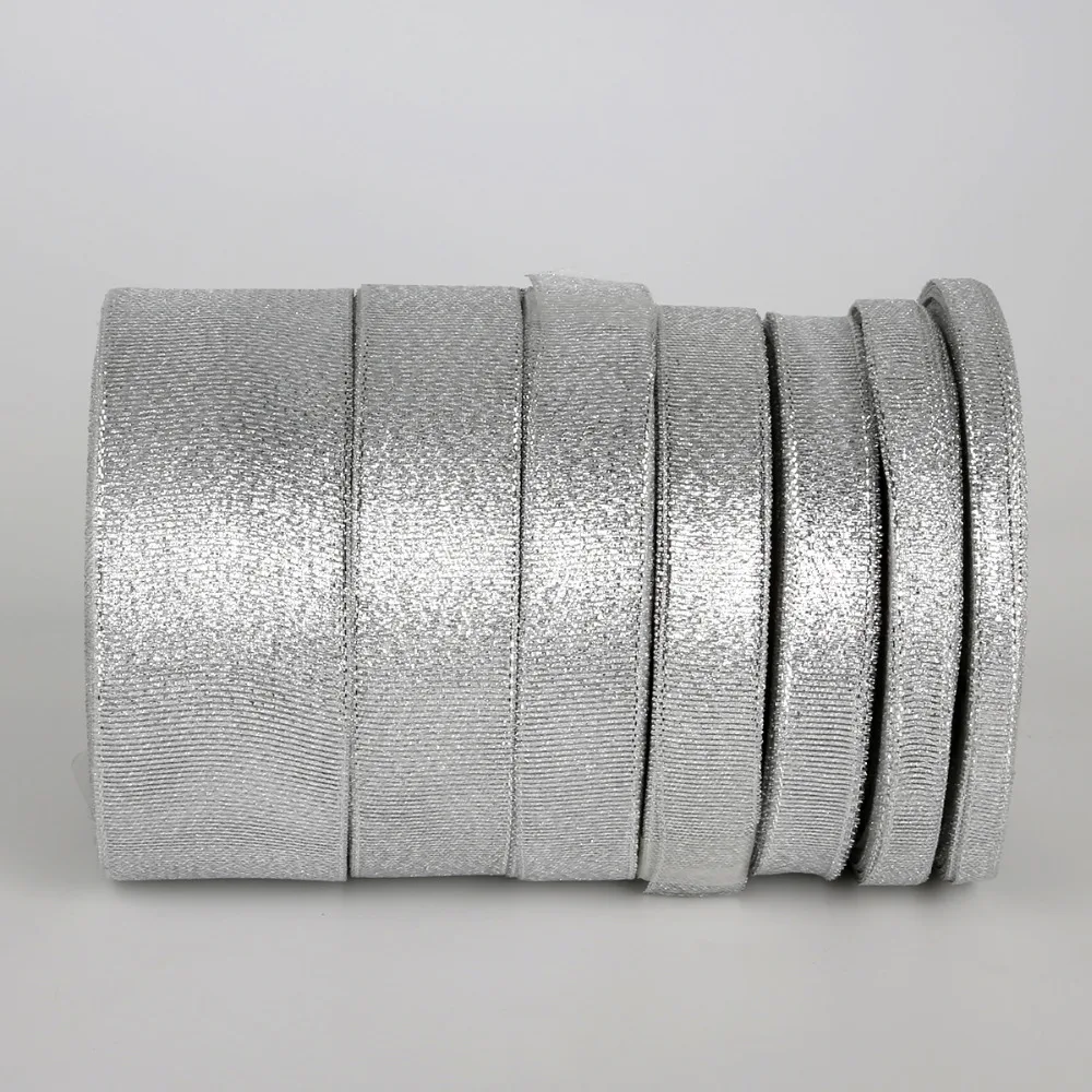 25Yard Gold/Silver Metallic Organza Ribbon For Wedding Party Christmas Decoration DIY Craft Gift Wrapping