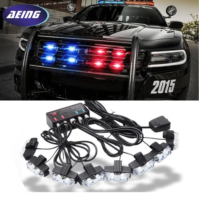 Aeing Red Blue Amber White 8x2 Police Car Led Flash Emergency Strobe Aeing Red Blue Amber White 8x2 Police Car Led Flash Emergency Strobe Grill Light Ultra