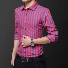 Для мужчин с длинным рукавом в клетку/Полосатый Для мужчин s Бизнес Повседневное футболки с длинными рукавами Классический Полосатый мужской социальной платья рубашки Для мужчин в полоску