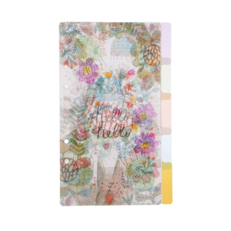 5Pcs Floral Category Page Planner Index Page Notebook Translucent 6 Hole Binder