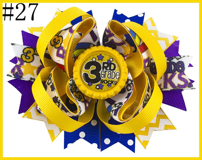 

free shipping 50pcs 4.5'' School Hair Bow Go back to School Stacked Boutique Hair Bow Crayon hair bow pencil hair bows