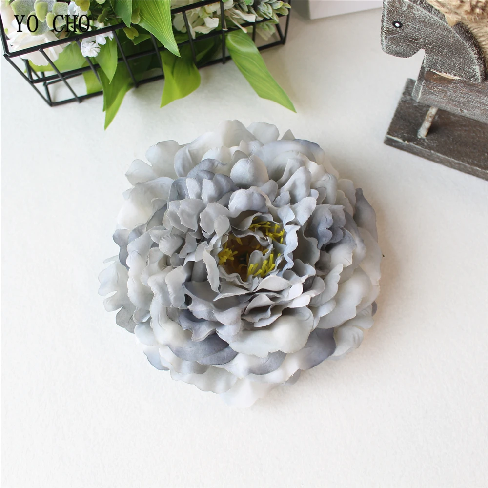 Artificial Peony Flower Head Silk Rose Wedding Wreaths White Pink Blue Fake Flowers Big Flower Heads (3)