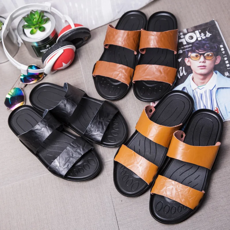 2019 Новый Cool Water Вьетнамки Для мужчин высокое качество кожа мягкая Массажная пляжные шлепанцы летние сандалии для дома и улицы человек