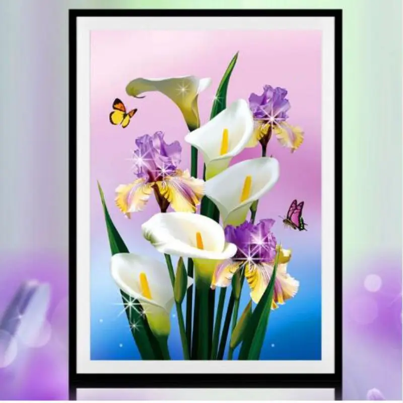 

ZUCZUG DIY 5D Flowers Diamond Embroidery Diamond Painting Canvas Painting White Calla Lily Diamond Rhinestone Plants Picture