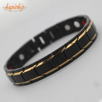 

Hapiship Design Fashion Health Energy Bracelet Bangle Men 316L Stainless Steel 4 in 1 Bio Magnetic Bracelets Jewelry TST422