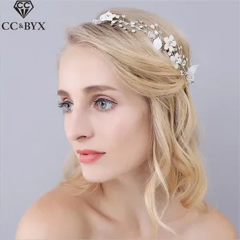 

CC Jewelry Handmade Flower Bride Headband Wedding Decorations Party Bridal Hair Accessories For Women Romantic Head Crowns 0947