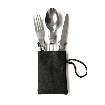 

Top Quality 3pcs/set Knife/Fork/Spoon Folding Picnic/Traveling/Camping Cutlery Utensils Portable Outdoor Tableware Dinnerware
