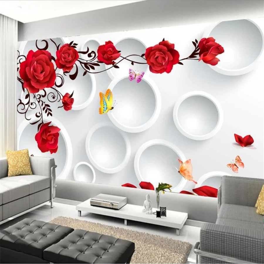 beibehang Custom wallpaper 3D mural circle rose romantic love background wall living room bedroom wall papers home decor mural