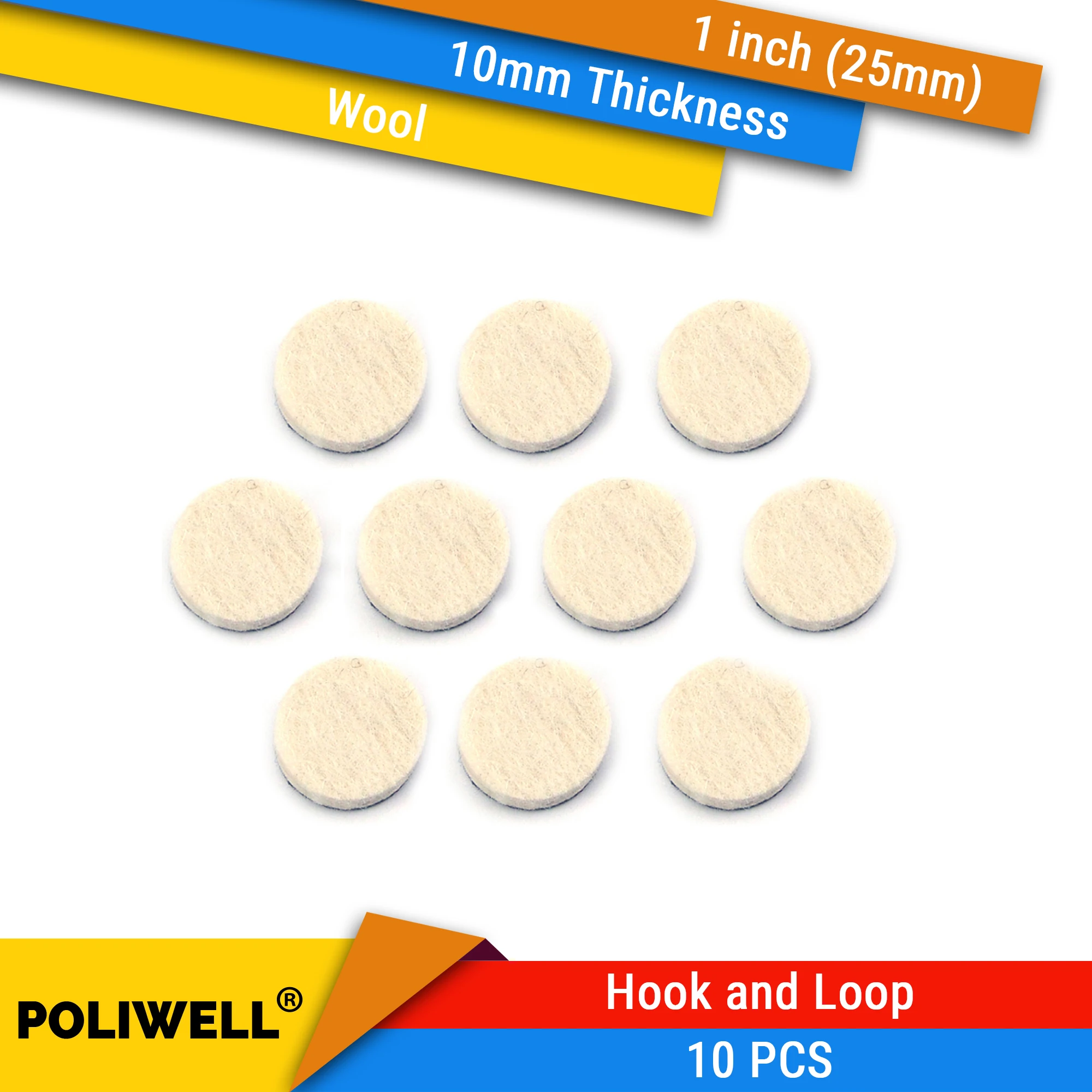 

10PCS 1 Inch 25mm Round Wool Grinding Pad Felt Wheel Sanding Disc for Small Area Fine Polishing Abrasive Power Tools Accessories