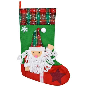 

Christmas Stocking Gift Bags Felt Cloth Christmas Sock Xmas Candy Storage Bag Festive Party Supplies Xmas Decorations W7622