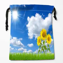 Изготовленная на заказ синяя небесная печатная атласная сумка для хранения с завязкой подарочные сумки больше размера хранения на заказ ваше изображение 27x35 см