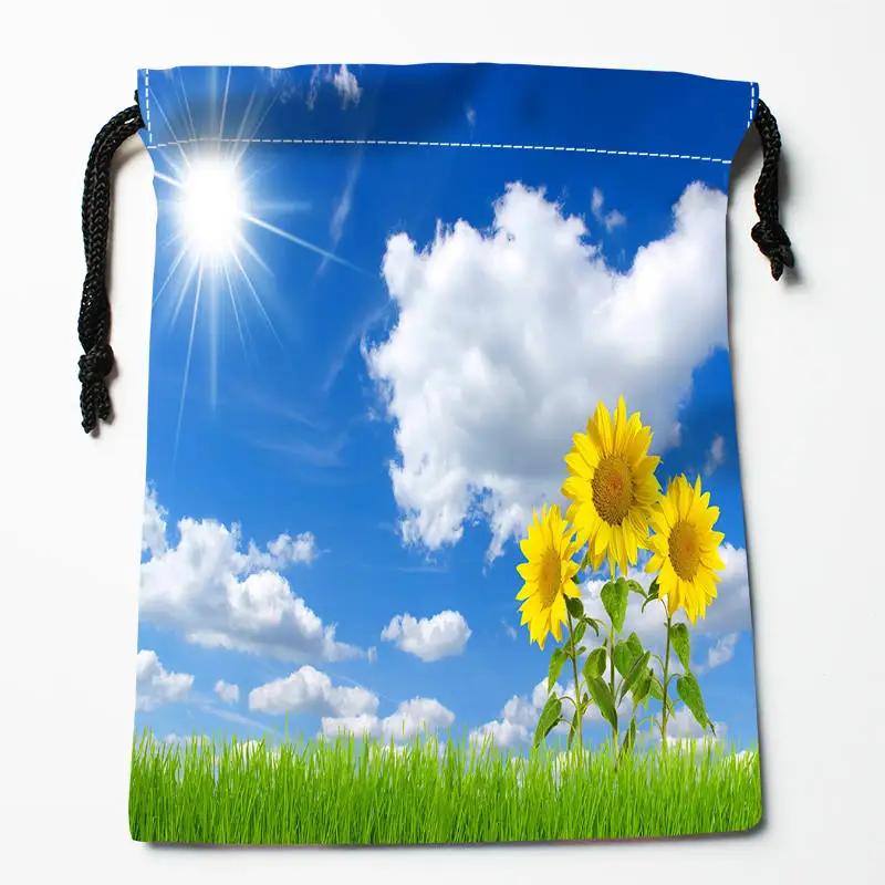 Custom blue sky printed Satin storage bag drawstring gift bags More Size storage custom your image