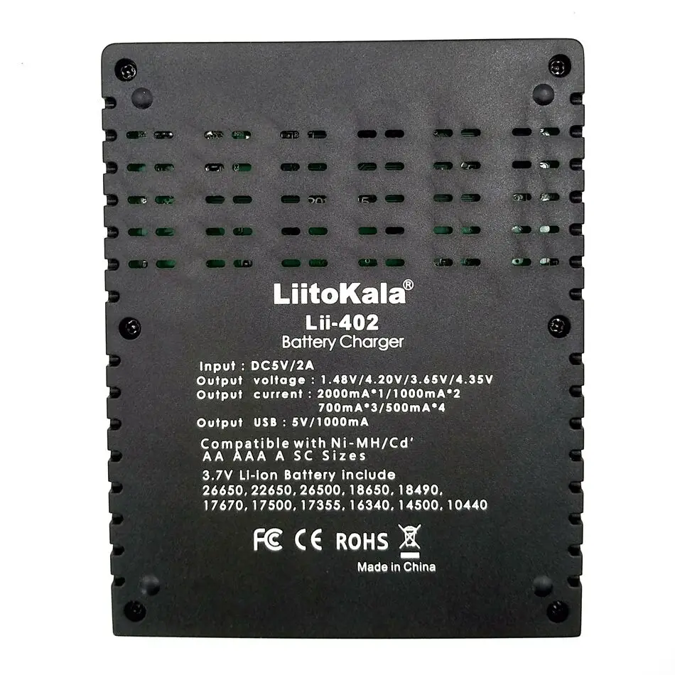 Зарядное устройство LiitoKala lii 402 1 2 в 3 7 18650 + 4 аккумулятора NCR18650B 3400 мАч