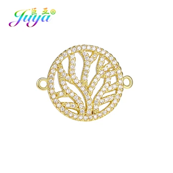 

Juya Ali Moda Gold/Rose Gold Jewelry Findings Round Life Tree Charms Connector Accessories For Bracelets Earrings Making