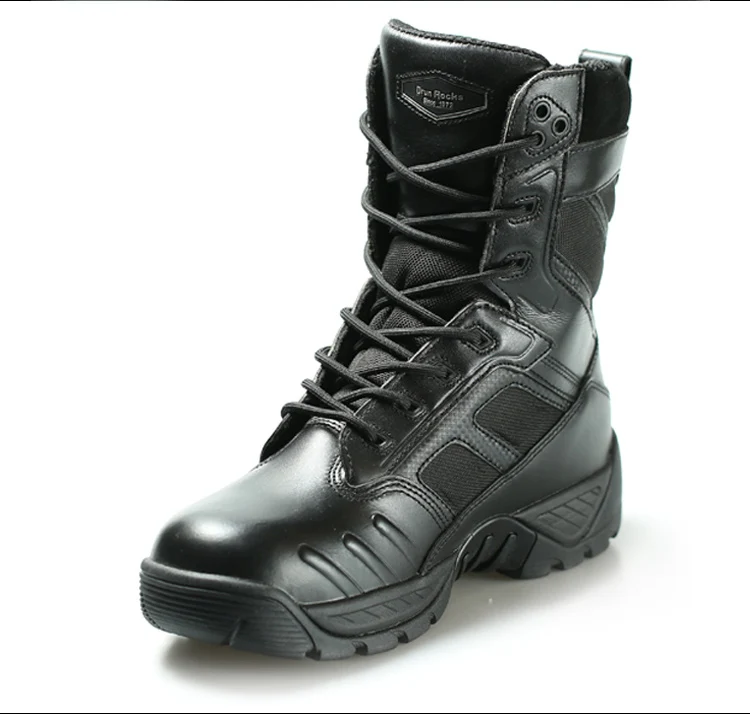 Drun Rocks зимние армейские ботинки мужские зимние тактические ботинки мужская обувь кожаная натуральная кожа теплые ботинки Военная обувь D80204 - Цвет: Black D80204