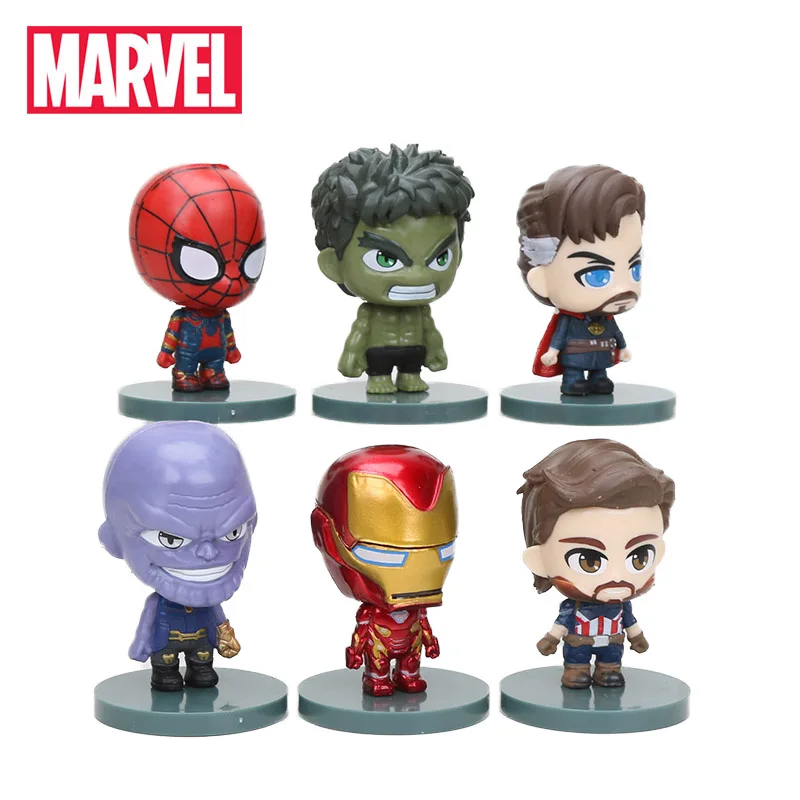 

5-10cm 6pcs The Avengers Figure Set Infinity War Thanos Ironman Spiderman Captain American Hulk Black Panther PVC Action Figures