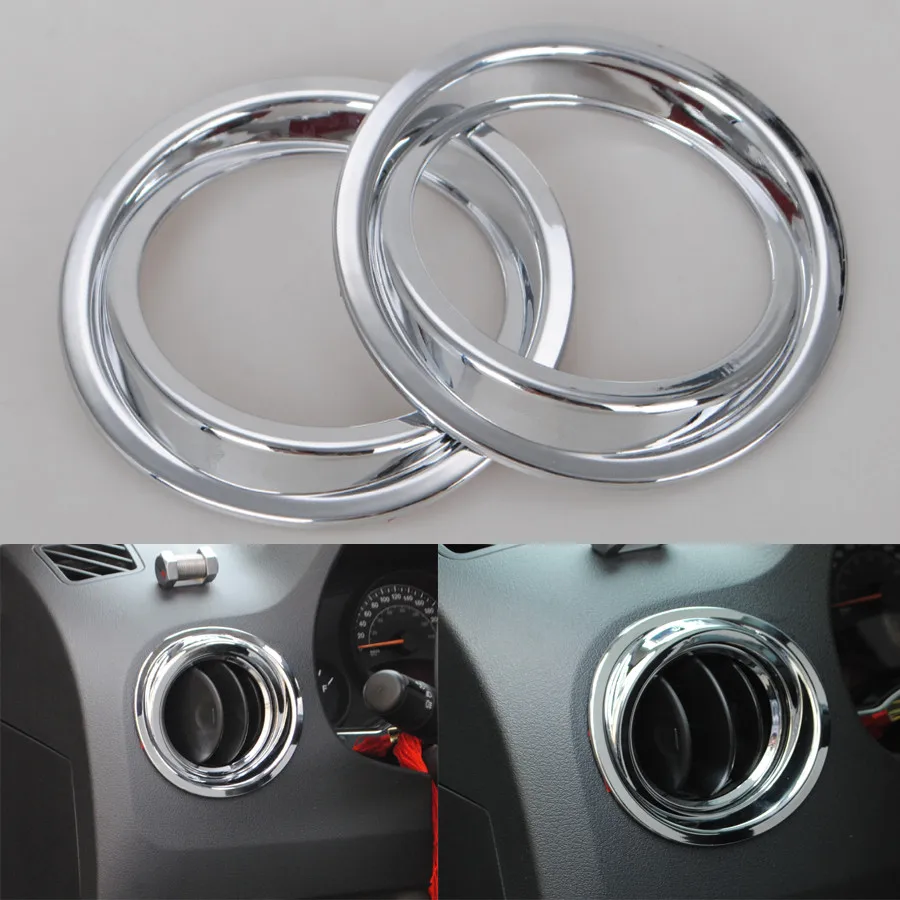 YAQUICKA 2x Chrome ABS Car font b Interior b font Air Conditioning Outlet Vent Ring Trim