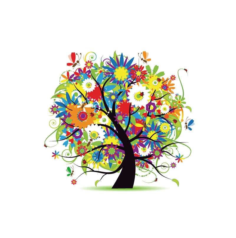 

Flower Tree Heat Transfers Iron On Patches For T-shirt DIY Craft Stickers Applications For Clothes Decorative Appliques 47053