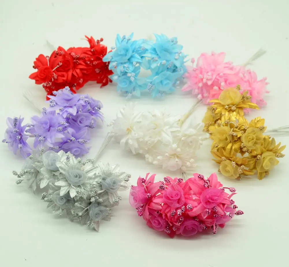

6pcs silk stamen for home wedding christmas decor hybrid bridal accessories clearance diy gifts box Artificial butterfly flowers