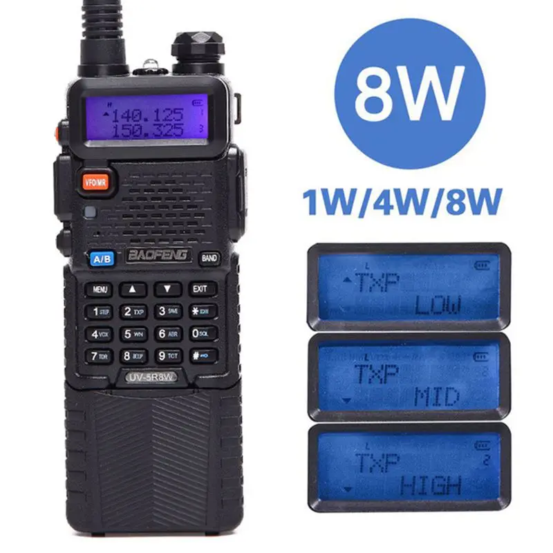 Baofeng UV-5R 8 Вт Walkie Talkie Профессиональный CB радиостанции Pofung UV5R HF трансивер УКВ Портативный УФ 5R Охота радиолюбителей