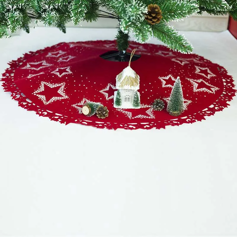 1 шт. 100 см Красная звезда Нетканая Рождественская елка юбка звезда окантованная Рождественская елка ковровое покрытие tapis sapin de noel