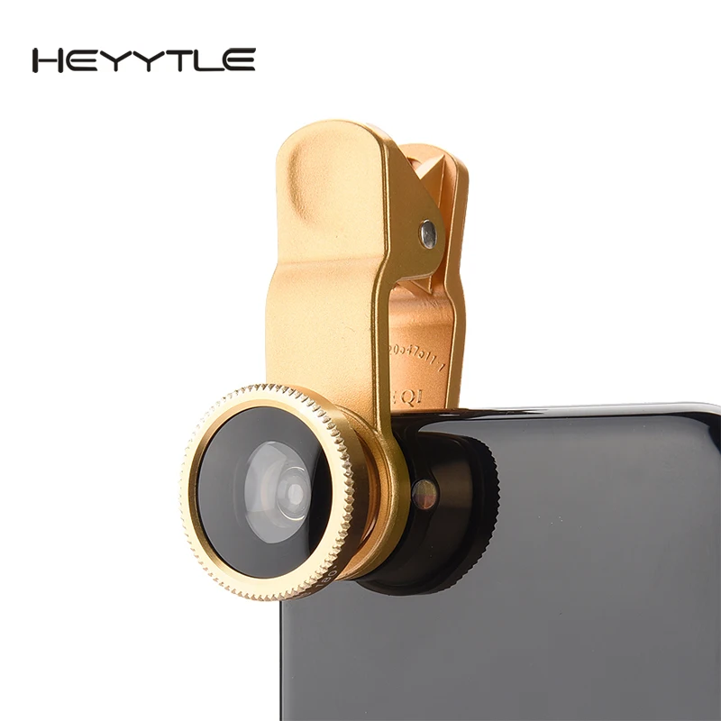 

Heyytle Phone Lenses Wide Angle Macro Fisheye Lens 3-in-1 Kit with Clip 0.67x Fish Eye Lens for iPhone For Samsung Universal